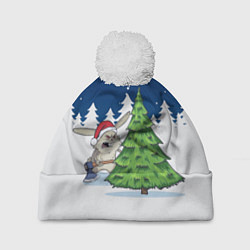 Шапка c помпоном Злой кролик и ёлка - 2023