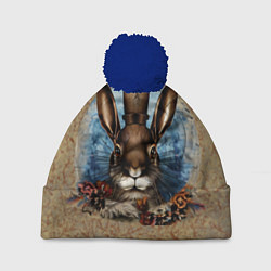 Шапка с помпоном Ретро кролик, цвет: 3D-тёмно-синий