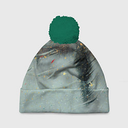 Шапка с помпоном Абстрактная зима и краски, цвет: 3D-зеленый