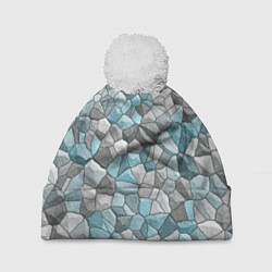 Шапка с помпоном Мозаика из цветных камней, цвет: 3D-белый