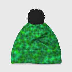 Шапка с помпоном Абстрактные зелёные волны - текстура, цвет: 3D-черный