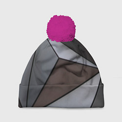 Шапка с помпоном Металлическая геометрическая броня, цвет: 3D-малиновый