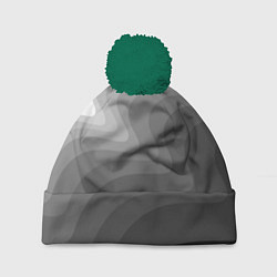 Шапка с помпоном Черно белые волны, цвет: 3D-зеленый