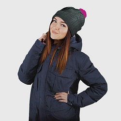 Шапка с помпоном Кожа крокодила - fashion, цвет: 3D-малиновый — фото 2