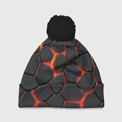 Шапка с помпоном Неоновый разлом - жёлтый, цвет: 3D-черный