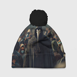 Шапка с помпоном Чумной доктор в толпе, цвет: 3D-черный