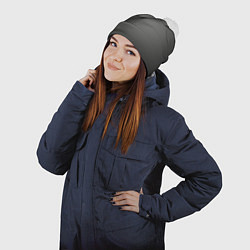 Шапка с помпоном Серый, черный градиент, цвет: 3D-белый — фото 2