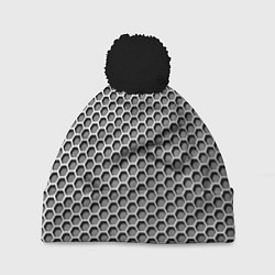 Шапка с помпоном Металлическая кольчуга, цвет: 3D-черный