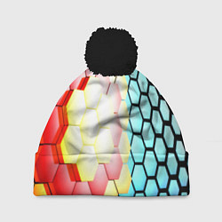 Шапка c помпоном Shape abstract color