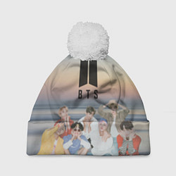 Шапка с помпоном BTS sunset, цвет: 3D-белый