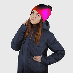 Шапка с помпоном Абстрактная текстура, цвет: 3D-черный — фото 2