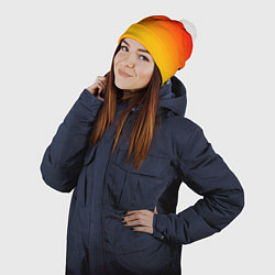 Шапка с помпоном Переливы оранжевого, цвет: 3D-белый — фото 2