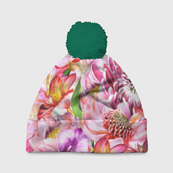 Шапка с помпоном Цветочный рай, цвет: 3D-зеленый