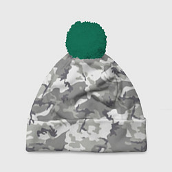 Шапка с помпоном Снежный камуфляж, цвет: 3D-зеленый