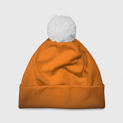 Шапка с помпоном Кислотный оранжевый с градиентом, цвет: 3D-белый