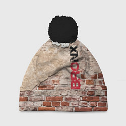 Шапка с помпоном Старая кирпичная стена - Бронкс, цвет: 3D-черный