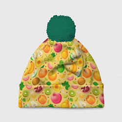 Шапка с помпоном Fruit abundance, цвет: 3D-зеленый