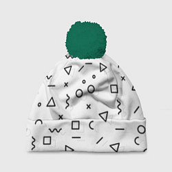 Шапка c помпоном Разные геометрические фигуры