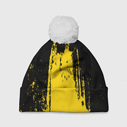 Шапка c помпоном Фонтан бурлящей желтой краски