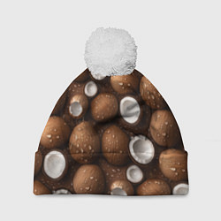 Шапка с помпоном Сочная текстура из кокосов, цвет: 3D-белый