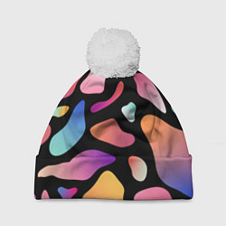 Шапка с помпоном Fashionable colorful pattern, цвет: 3D-белый