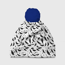 Шапка с помпоном Черный листопад, цвет: 3D-тёмно-синий