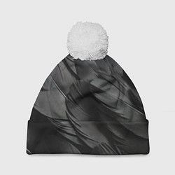 Шапка c помпоном Черные перья ворона