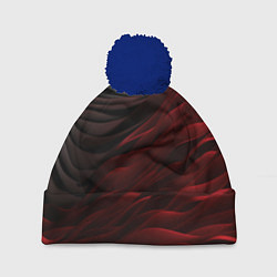 Шапка с помпоном Темно-красная текстура, цвет: 3D-тёмно-синий
