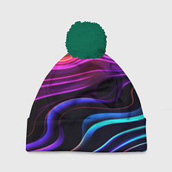 Шапка с помпоном Неоновые волны, цвет: 3D-зеленый