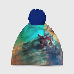 Шапка с помпоном Аморфный цветастый космос, цвет: 3D-тёмно-синий