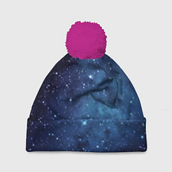 Шапка с помпоном Звездное небо - нейросеть, цвет: 3D-малиновый