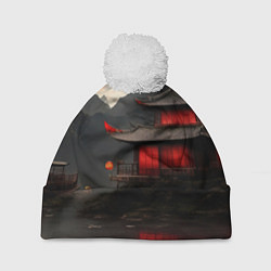 Шапка с помпоном Домик у озера, цвет: 3D-белый