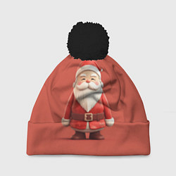Шапка с помпоном Пластилиновый Дед Мороз, цвет: 3D-черный