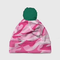 Шапка с помпоном Камуфляж в розовом, цвет: 3D-зеленый