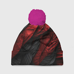 Шапка с помпоном Red black texture, цвет: 3D-малиновый