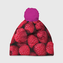 Шапка с помпоном Малина - паттерн, цвет: 3D-малиновый