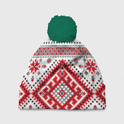 Шапка c помпоном Удмуртская роспись
