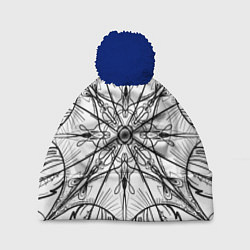Шапка с помпоном Абстрактный контрастный паттерн, цвет: 3D-тёмно-синий