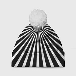 Шапка с помпоном Черно-белая полосатая иллюзия, цвет: 3D-белый