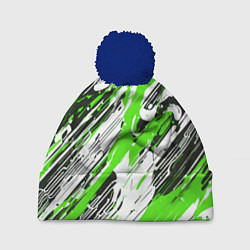 Шапка с помпоном Спонтанные брызги зелёные, цвет: 3D-тёмно-синий