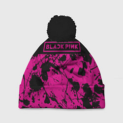 Шапка c помпоном Black pink - emblem - pattern - music