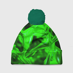 Шапка с помпоном Зелёная кислотная неоновая коалесценция, цвет: 3D-зеленый
