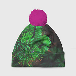 Шапка с помпоном Зелёный лес России, цвет: 3D-малиновый