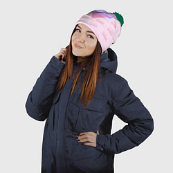 Шапка с помпоном Барби и розовое сердце: паттерн, цвет: 3D-зеленый — фото 2