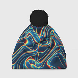 Шапка с помпоном Abstract waves, цвет: 3D-черный
