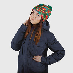 Шапка с помпоном Мультяшный мухомор паттерн, цвет: 3D-зеленый — фото 2