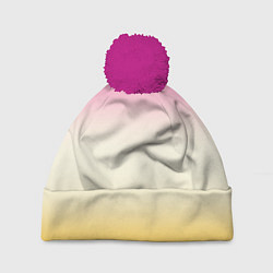 Шапка с помпоном Розовый бежевый желтый градиент, цвет: 3D-малиновый