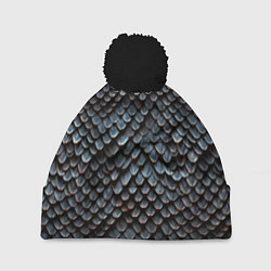 Шапка с помпоном Паттерн чешуя дракона, цвет: 3D-черный