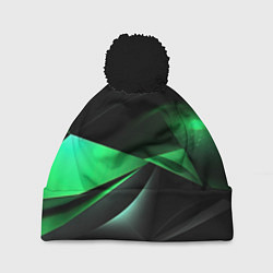 Шапка с помпоном Трехмерность зеленой фигуры, цвет: 3D-черный