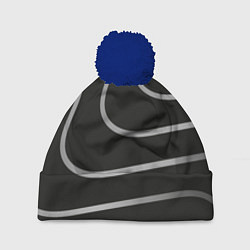 Шапка с помпоном Волнистые линии, цвет: 3D-тёмно-синий